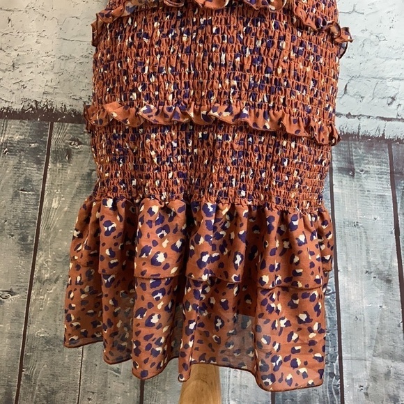Foxiedox Mini Luna Animal Print Tiered Ruffle Dress M feminine cheetah leopard - Picture 9 of 14
